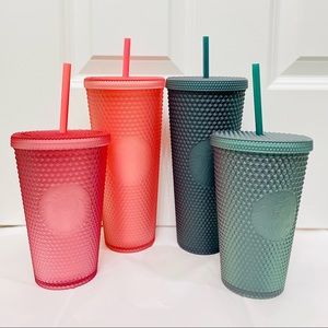 💗NEW💚 Starbucks Pink Lemonade and Matte Green Studded Tumblers Bundle